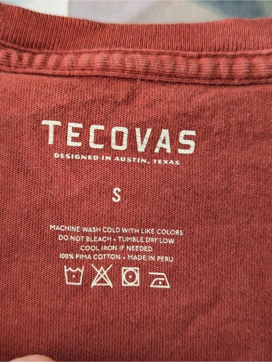 Tecovas Mens Small Rust Red Pima Cotton Graphic Tee Austin Texas Western Shirt - Picture 4 of 7